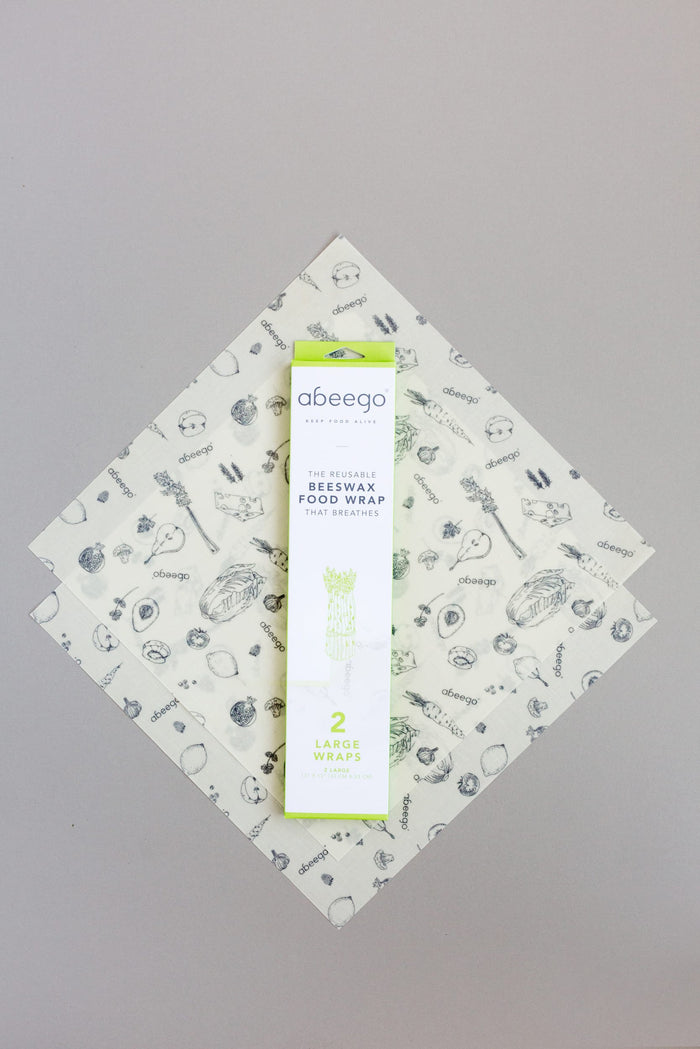 abeego large wraps are a reusable alternative to plastic wrap. wrap vegtables, fruit, sandwiches and cover food containers