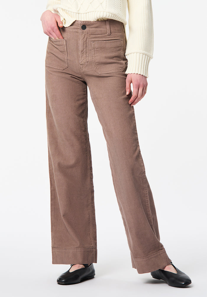 Buffalo Women Pants Brown Denim Denim Pants Corduroy High-Rise Fit