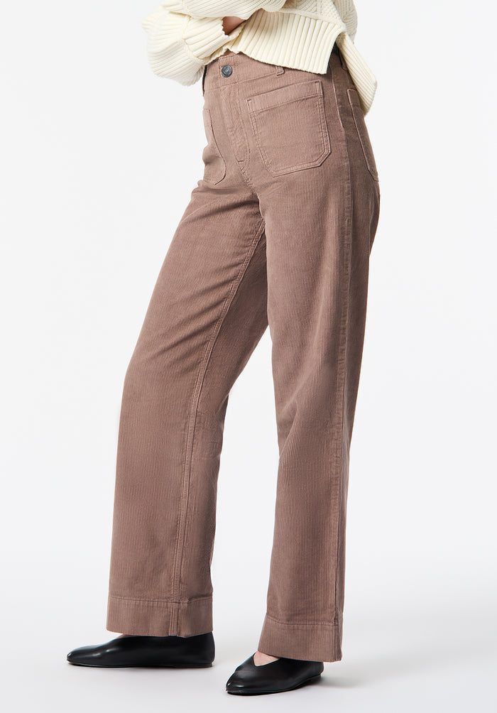 Buffalo Women Pants Brown Denim Denim Pants Corduroy High-Rise Fit