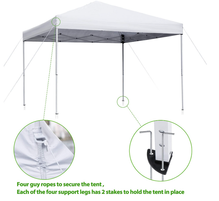 Adjustable Height Pop Up Canopy Tent 10 x 10 FT Foldable