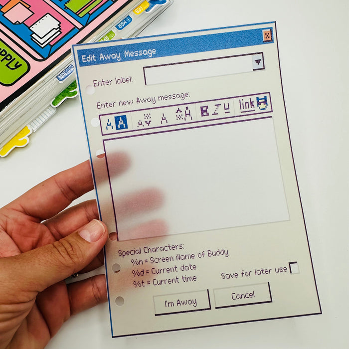 AIM Away Message Vellum Dashboard