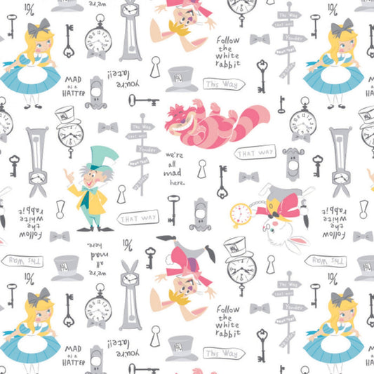 Alice in Wonderland Read the Directions Fabric, Camelot