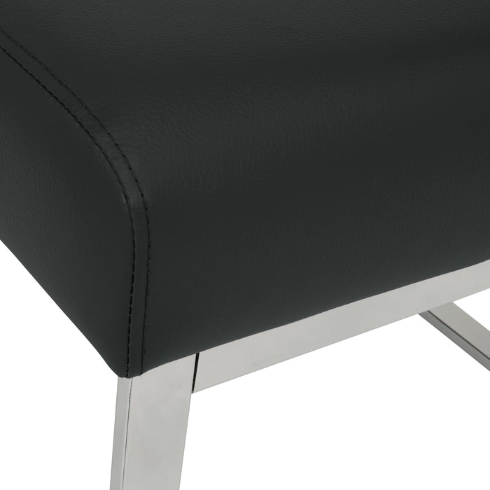 Allure Modern Rectangular Ottoman in Blended Leather, Chrome / Black 70223