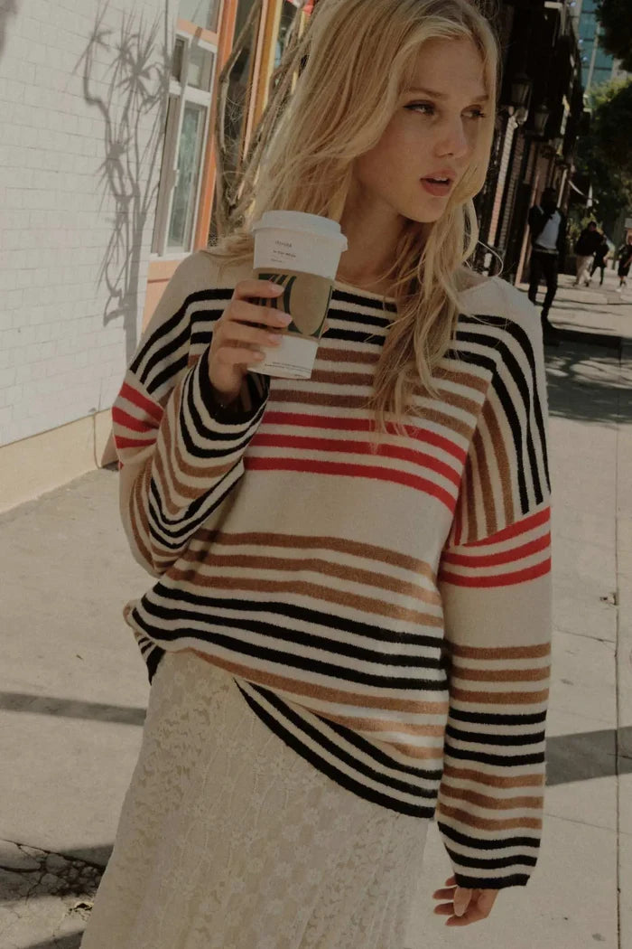 Along These Lines Multicolor Striped Knit Sweater - ShopPromesa