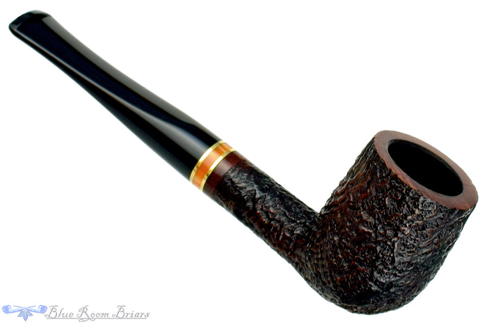Blue Room Briars is proud to present this Alpha Nobility Sandblast Billiard (6mm Filter) with Brass and Acrylic Insert Estate Pipe