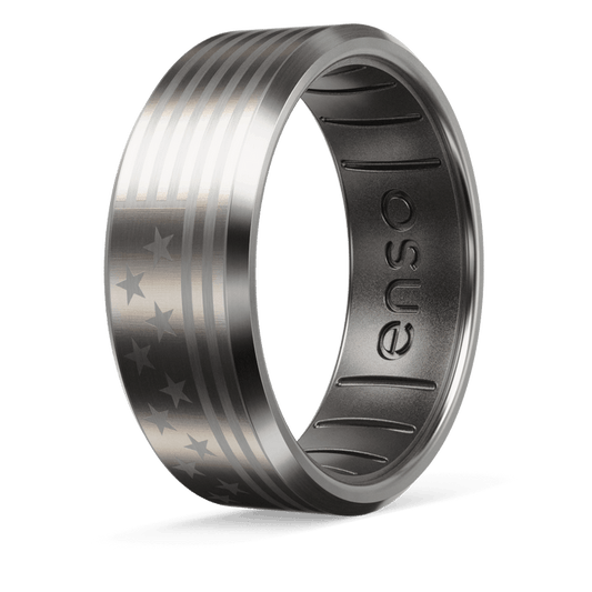 American Flag Metal Hybrid Ring - Titanium