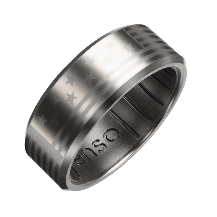 American Flag Metal Hybrid Ring - Titanium