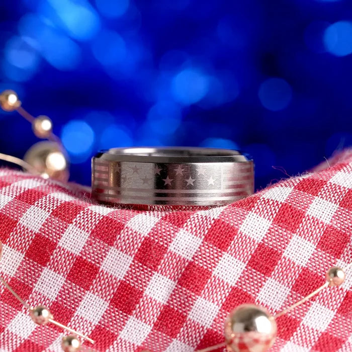 American Flag Metal Hybrid Ring - Titanium