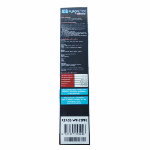 American Style Fridge Freezer Replacement Water Filter Comp Inline External Push Fitting Samsung HAFEX/EXP