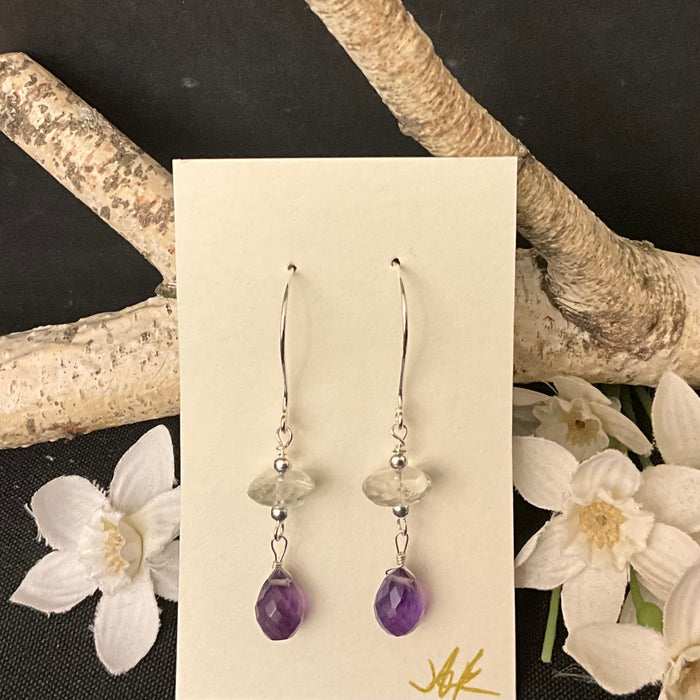 Amethyst & Cut Quartz Earrings #292