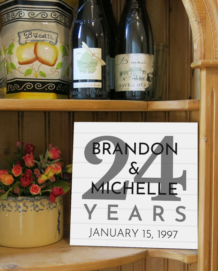 Custom Anniversary Gift by Year Personalized Name & Year for Husband Wife Couple - Broad Bay Personalized Gifts Shipped Fast