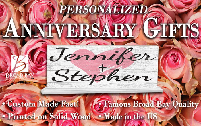 Personalized Anniversary Gift or Wedding Gift With Names Custom Sign - Broad Bay Personalized Gifts Shipped Fast