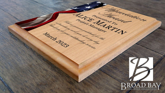 Appreciation Award Plaque for Military, Government, Law Enforcement Recognition or Retirement - Broad Bay Personalized Gifts Shipped Fast