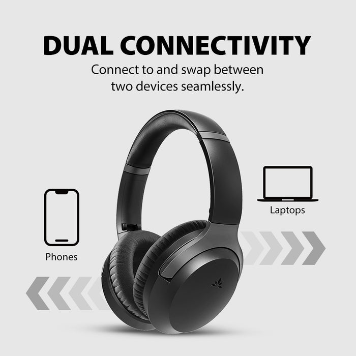 Aria Podio 3 Wireless Headphones with Mic. Dual connectivity to phone and PC simultaneously for seamless switching between calls, meetings, and music.