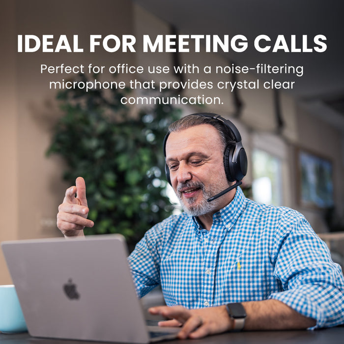 Aria Podio 3 Wireless Headphones with noise-filtering microphone for clear audio during calls and meetings.