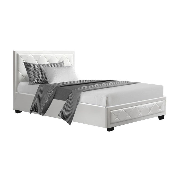 Artiss Bed Frame King Single Size Gas Lift White TIYO -Home Living Store - -