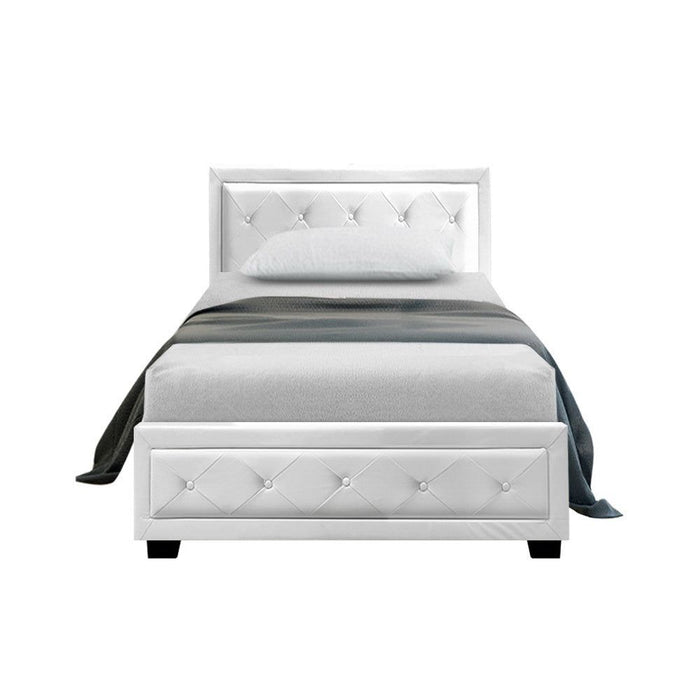 Artiss Bed Frame King Single Size Gas Lift White TIYO -Home Living Store - -