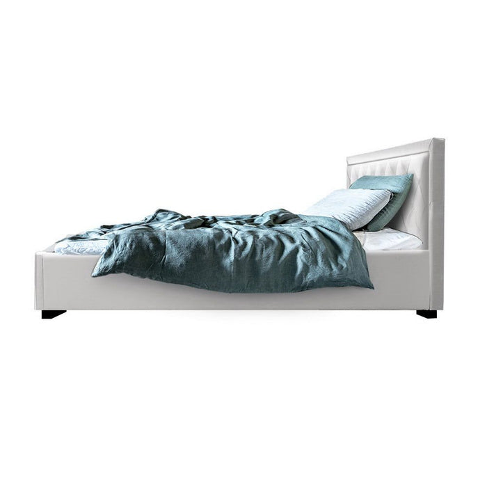 Artiss Bed Frame King Single Size Gas Lift White TIYO -Home Living Store - -