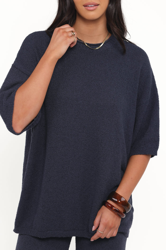 Petal and Pup USA TOPS Ashby Knit Top - Navy