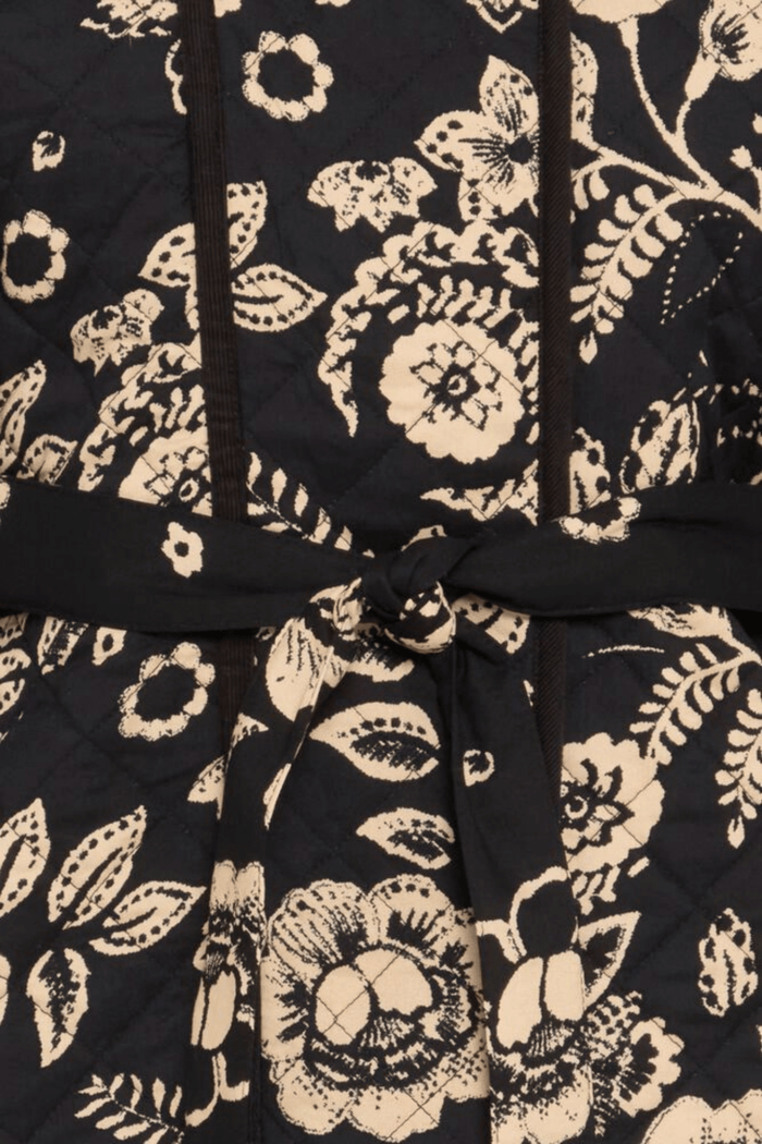 Atelier Rêve IRMOON black jacket with pink floral design at Dotique