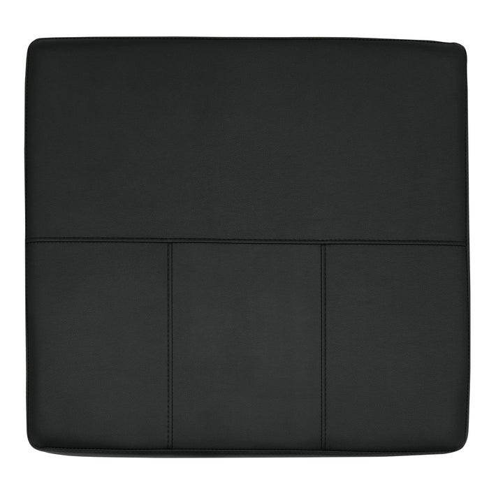 Atlas Mid Century Modern Square Ottoman Blended Leather, Chrome / Black 72154