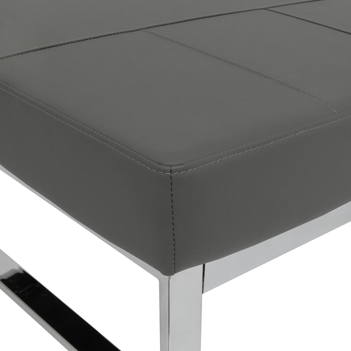 Atlas Mid Century Modern Square Ottoman Blended Leather, Chrome / Smoke 72155