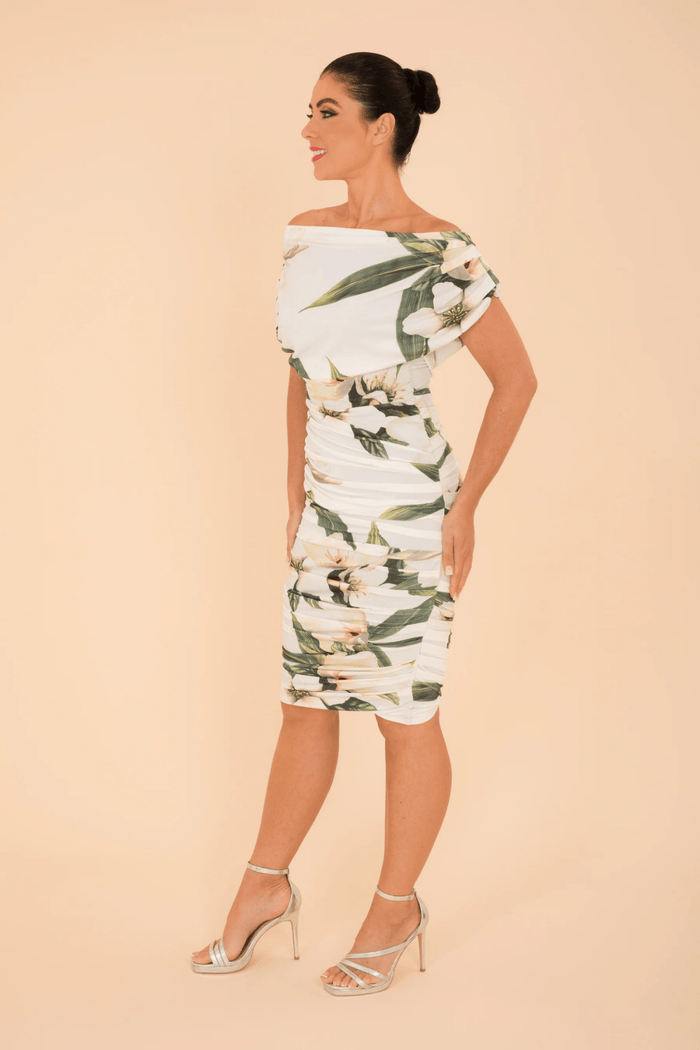 Atom Label Oxygen Dress in Ivory Floral Print - Dotique