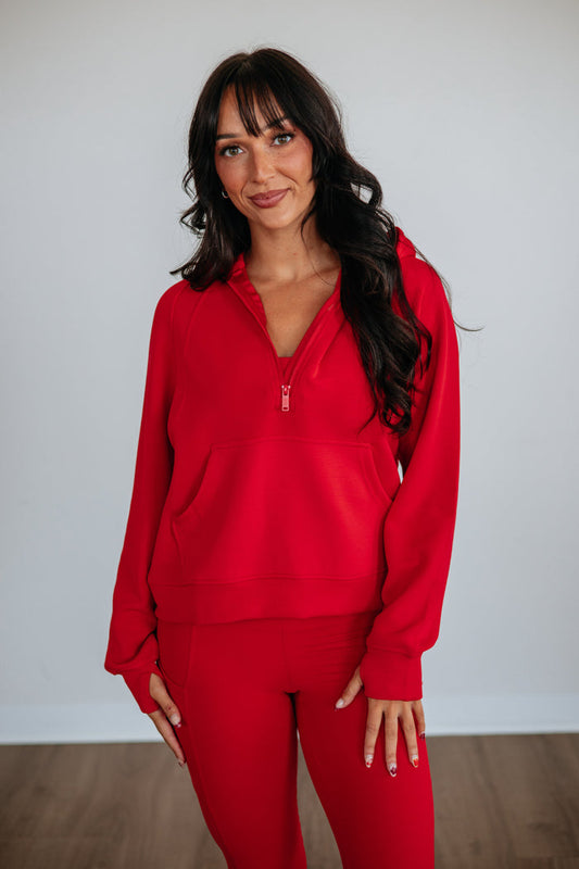 Aubrie Half-Zip Pullover - Cherry