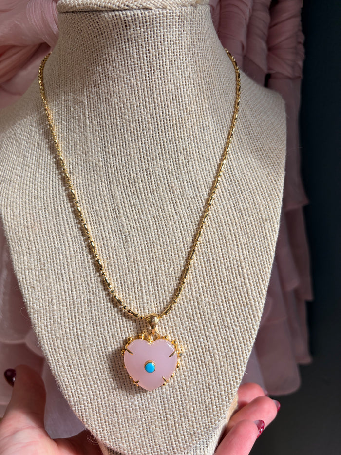 baby pink colorful heart pendant necklace