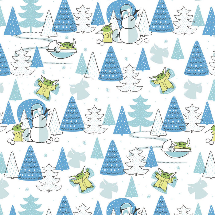Baby Yoda Snow Day Fabric, Camelot