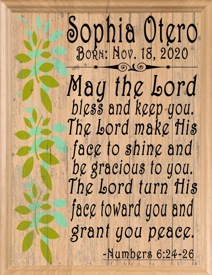 May The Lord Bless & Keep You Plaque PERSONALIZED Baptism Gift for Boy or Girl - Broad Bay Personalized Gifts Shipped Fast