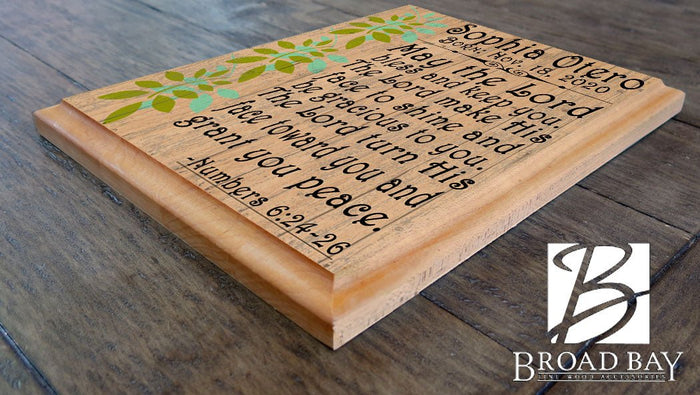 May The Lord Bless & Keep You Plaque PERSONALIZED Baptism Gift for Boy or Girl - Broad Bay Personalized Gifts Shipped Fast