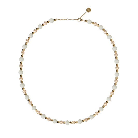 Beaded Necklace - Golden Unicorn, Cream & Gold