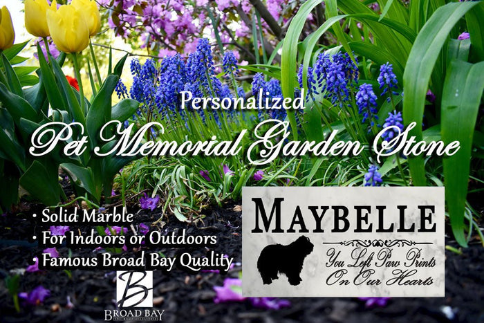 Bearded Collie Memorial Marble Stone Plaque Personalized You Left Paw Prints On My Heart - Broad Bay Personalized Gifts Shipped Fast
