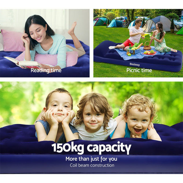 Bestway Single Size Inflatable Air Mattress - Navy -Home Living Store - -