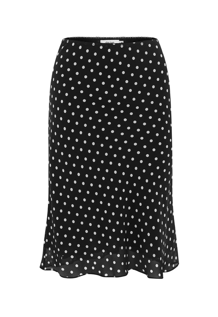 Bias Knee Skirt Pois Nera Silk
