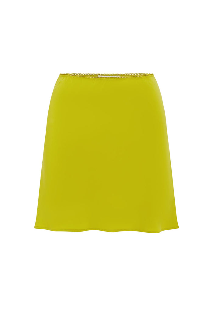 Bias Mini Skirt Chartreuse Silk