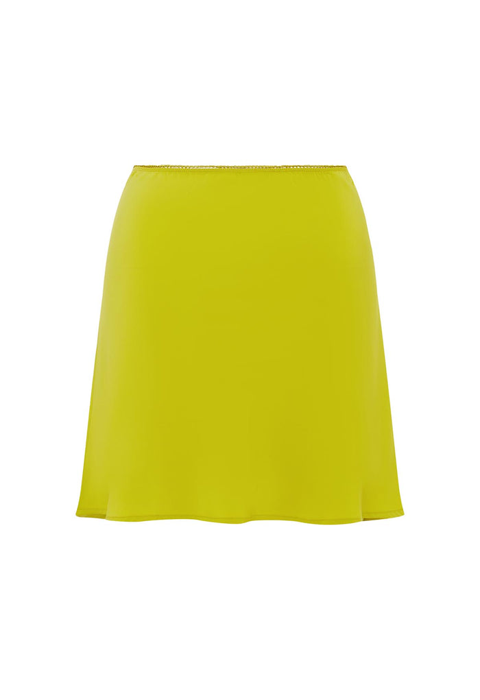 Bias Mini Skirt Chartreuse Silk