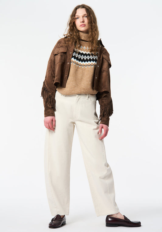Buffalo Women Jackets Brown Woven Casual Jackets High-Rise Button Front