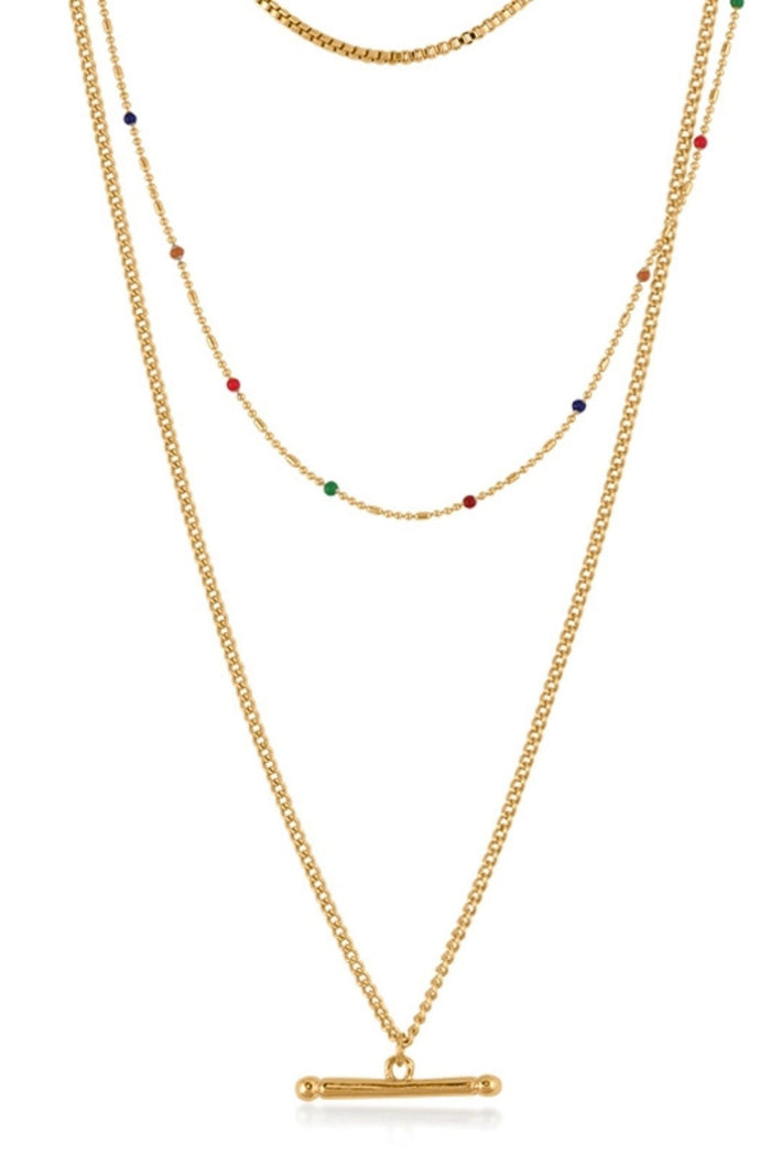 Big Metal 3129 Camille Long 3 Layered Necklace - Dotique - Big Metal London