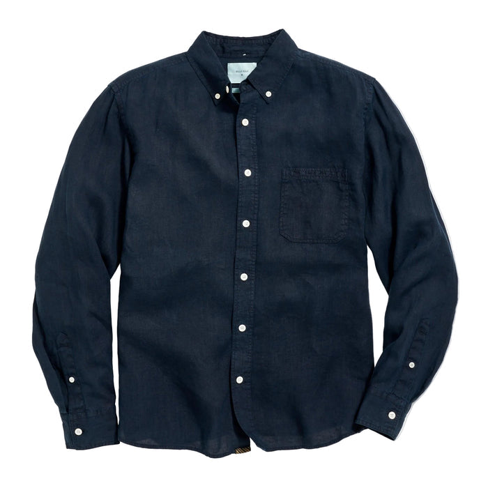 Billy Reid Tuscumbia Linen Shirt Button Down Carbon Blue