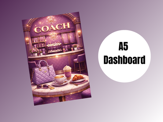Binder Dashboard | A5 Rings | Purple Coach Coffee Shop