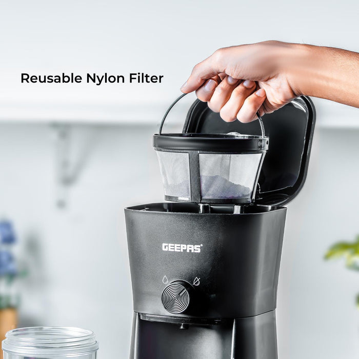 Black 700W Iced Coffee Maker with Cup, Straw, and Scoop