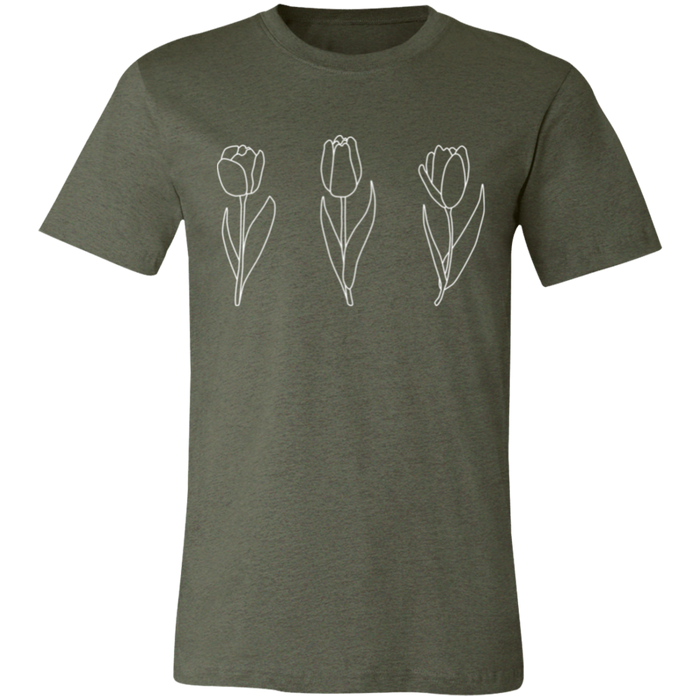 Blooming Tulips graphic t-shirt in Heather Military Green