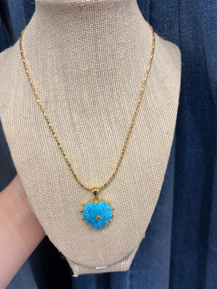 blue colorful heart pendant necklace