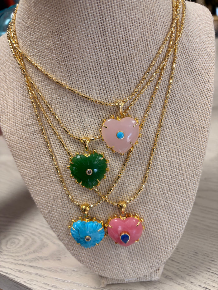 blue colorful heart pendant necklace