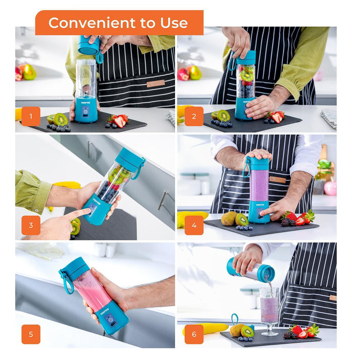 Blue Portable Blender 330ML Rechargeable Fruit Mixer