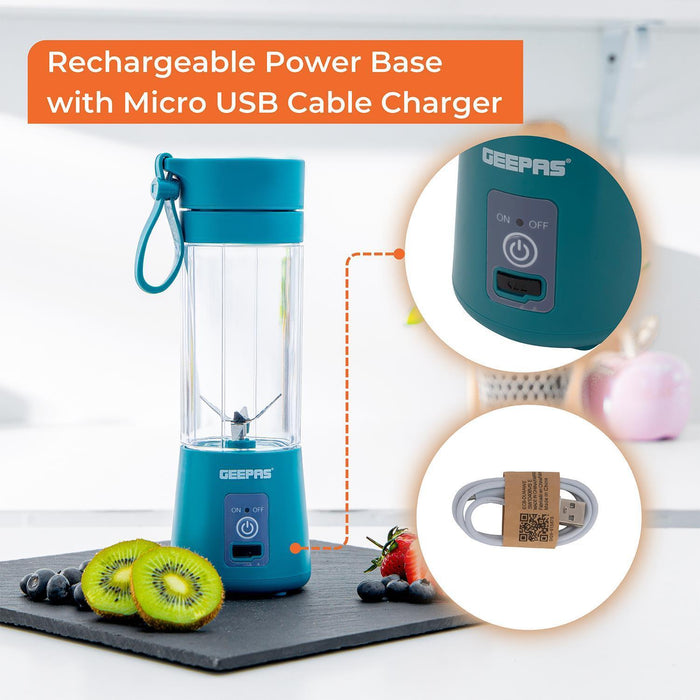 Blue Portable Blender 330ML Rechargeable Fruit Mixer