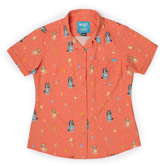 RSVLTS Bluey Women's Short Sleeve Shirt Bluey  "Don't Let It Melt" – Women's KUNUFLEX Short Sleeve Shirt