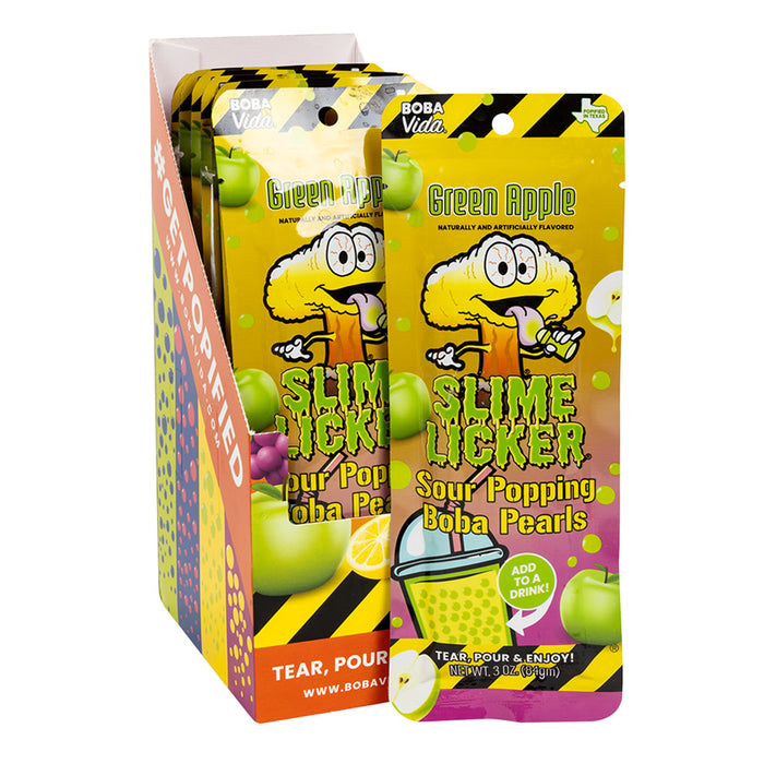 Bobavida Slime Licker Sour Green Apple Popping Boba Pearls Candy - 10 Count